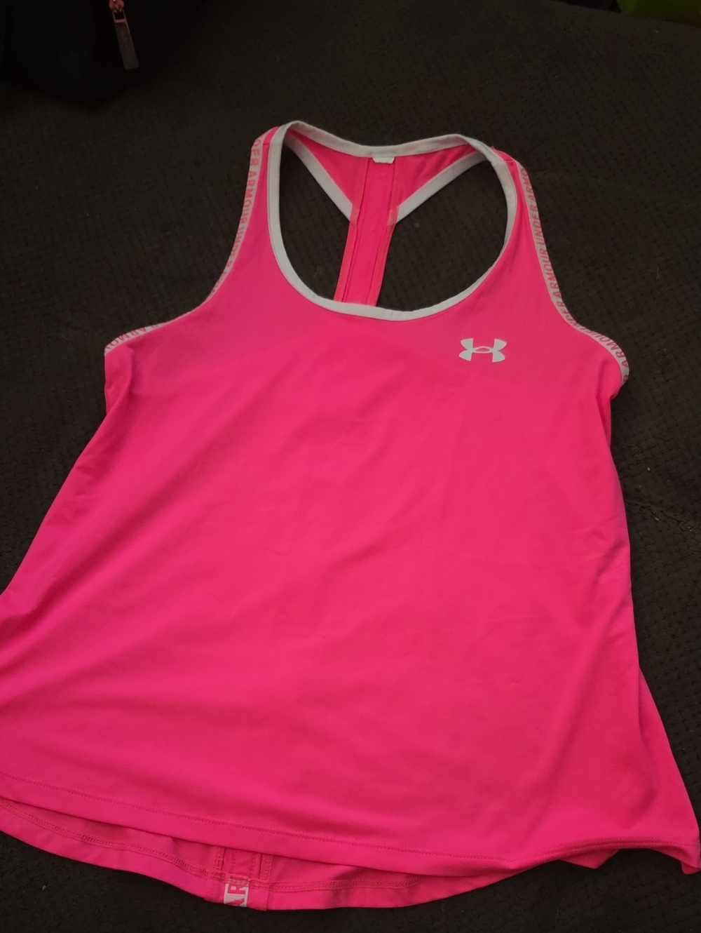 Under Armour Girls Racerback Tank - Bright Pink with White Trim